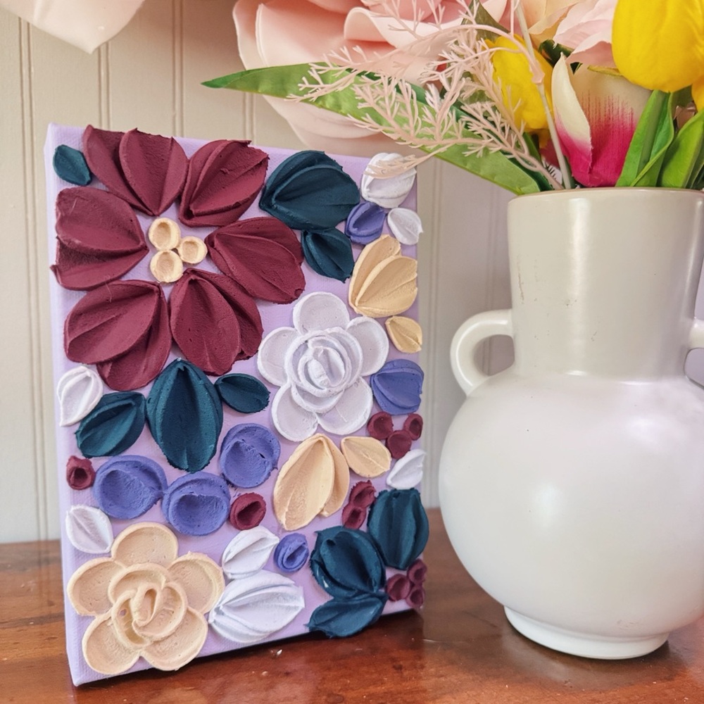 HANDMADE Floral Canvas Art with Bold Colors